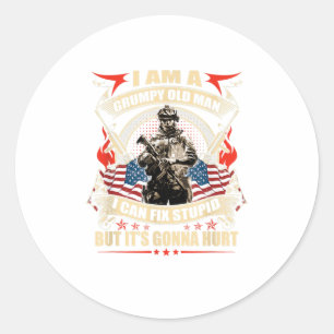 Im A Grumpy Old Man I Can Fix Stupid But Its Go Classic Round Sticker