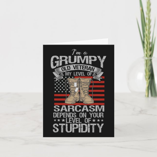 I'm A Grumpy Old Veteran Funny Army Us Flag Grandp Card (Front)