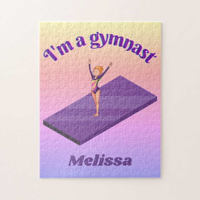 I'm A Gymnast - Girl w/ Leotard on Purple Gym Mat  Jigsaw Puzzle (Vertical)
