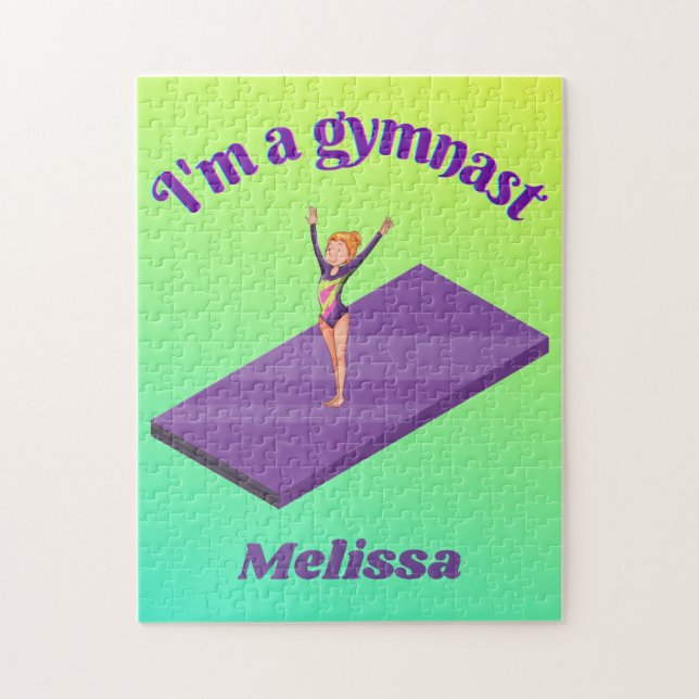 I&#x27;m A Gymnast - Girl w/ Leotard on Purple Gym Mat  Jigsaw Puzzle (Vertical)
