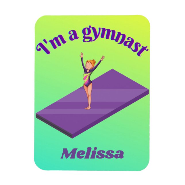 I'm A Gymnast - Girl w/ Leotard on Purple Gym Mat  Magnet (Vertical)