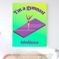 I'm A Gymnast - Girl w/ Leotard on Purple Gym Mat 