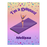 I'm A Gymnast - Girl w/ Leotard on Purple Gym Mat 