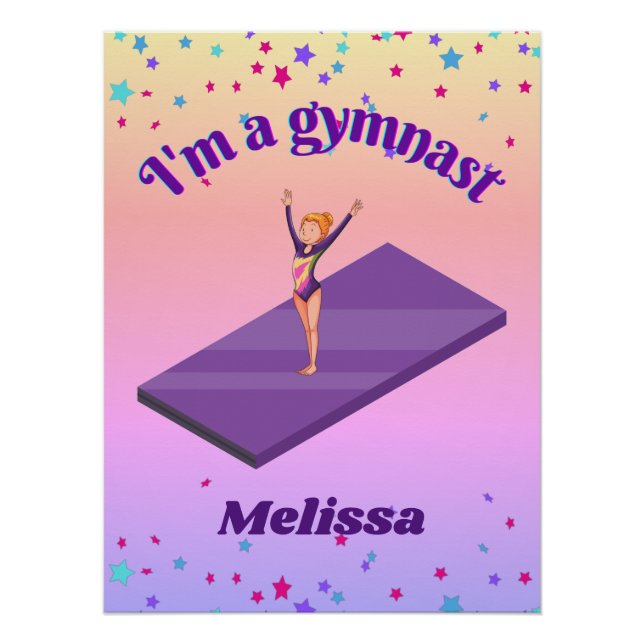 I'm A Gymnast - Girl w/ Leotard on Purple Gym Mat  Poster (Front)