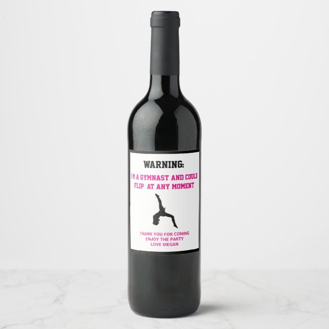 I'm a Gymnast Magenta Gymnastics Fun Personalised Wine Label (Front)