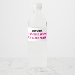 I'm a Gymnast Magenta Gymnastics Fun Quote Flip Water Bottle Label