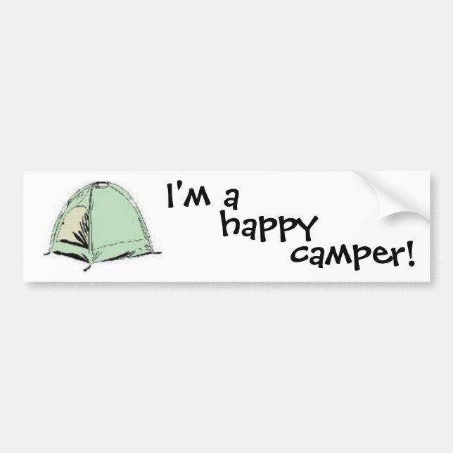 I'm a happy camper bumper sticker (Front)