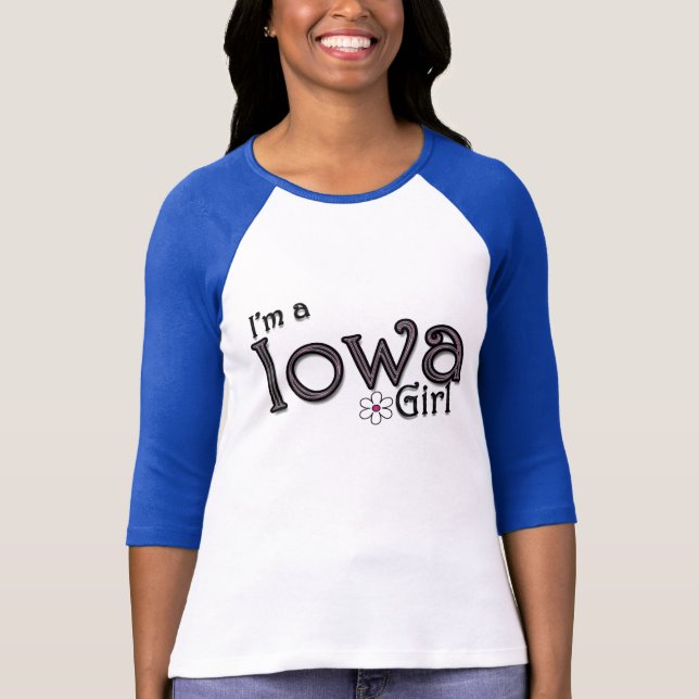 I'm a Iowa Girl, Flower, Blue T-Shirt (Front)