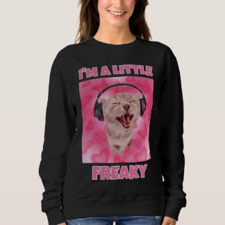 I'm a little freaky cat meme women sweatshirt