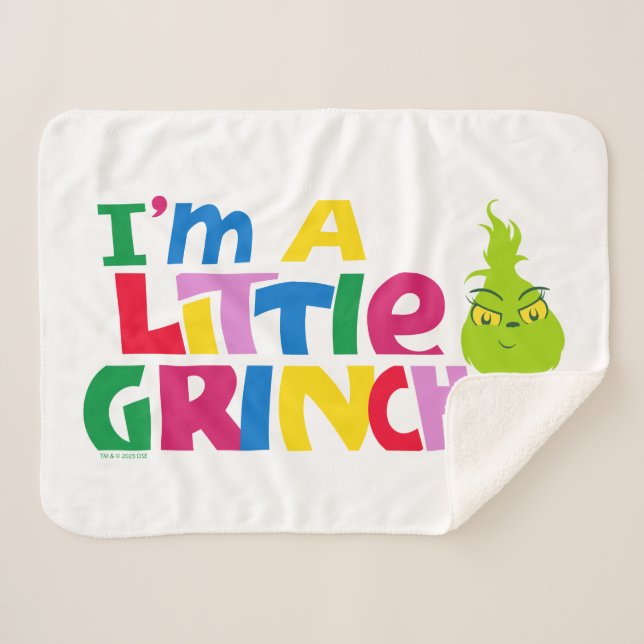 I'm a Little Grinch Colorful Graphic Sherpa Blanket (Front (Horizontal))