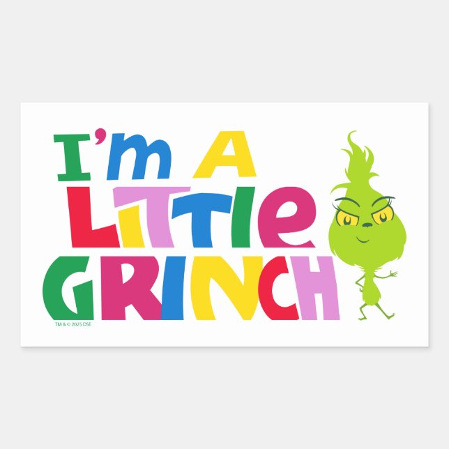 I'm a Little Grinch Colourful Graphic Rectangular Sticker (Front)