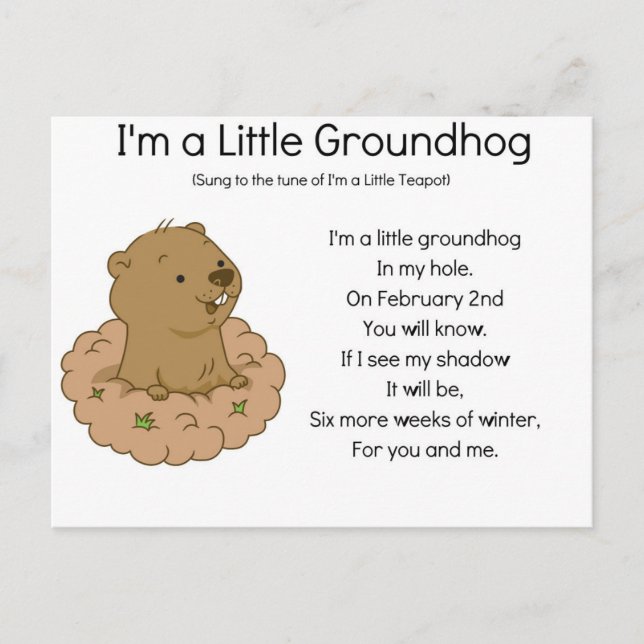 I'm a Little Groundhog Postcard (Front)