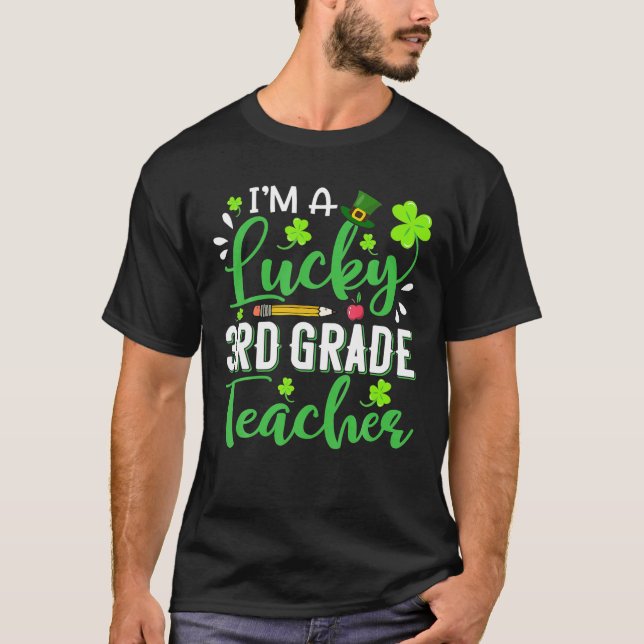 I'm A Lucky 3rd Grade Teacher Shamrock Top Hat (Front)