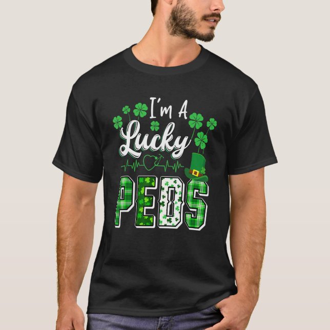 I'm A Lucky Peds Nurse Shamrock Leprechaun St Patr T-Shirt (Front)
