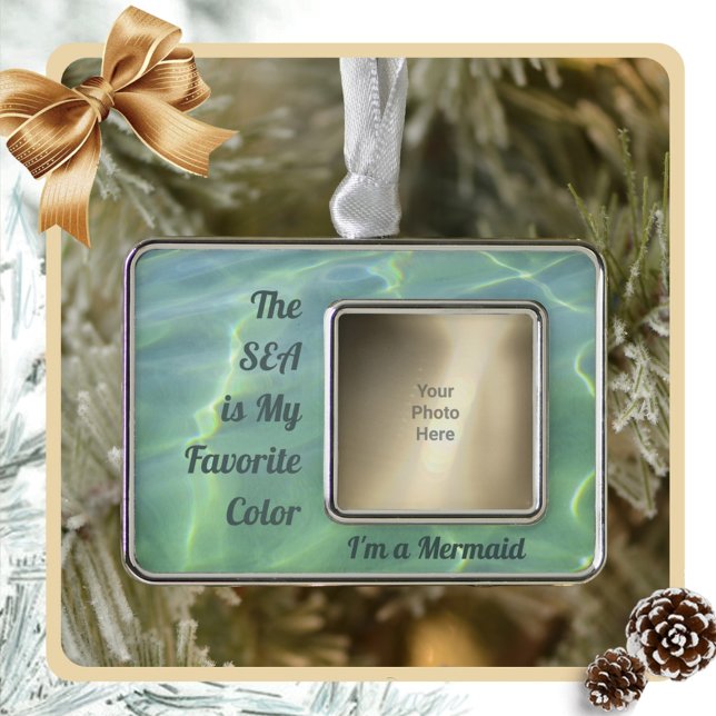 I'm a Mermaid with Customisable Photo Silver Plated Framed Ornament (Creator Uploaded)