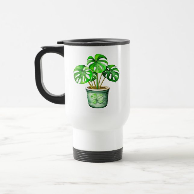 I'm a Monstera without My Coffee | Funny Plant Pun Travel Mug (Left)