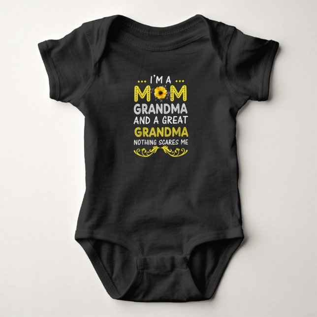 I'm A Mum Grandma Great Nothing Scares Me Mothers Baby Bodysuit (Front)