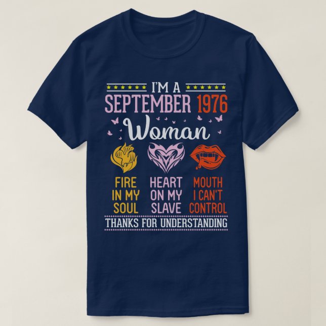Im A November 1966 Woman Fire In My Soul Heart On  T-Shirt (Design Front)