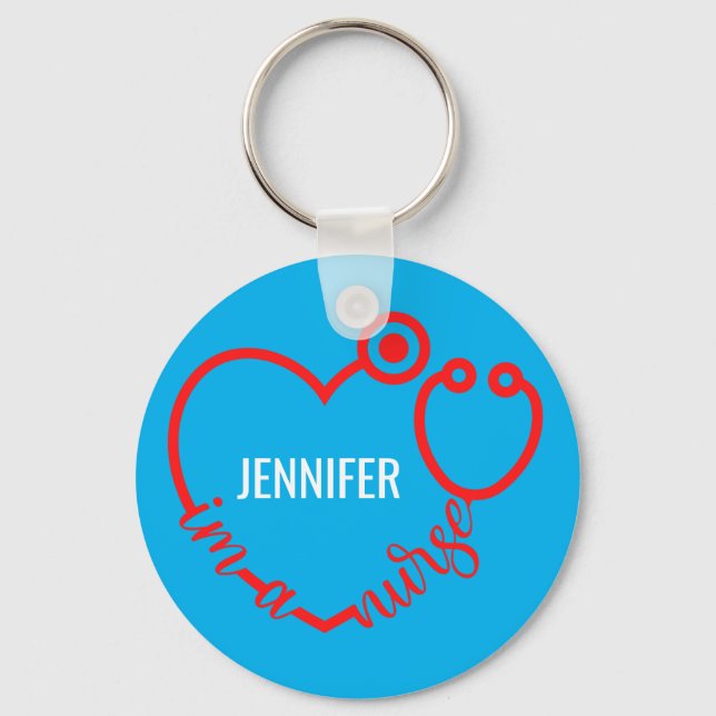 I'm A Nurse Stethoscope Heart Custom Gift Birthday Key Ring (Front)