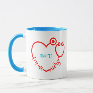 I'm A Nurse Stethoscope Heart Custom Gift Modern Mug