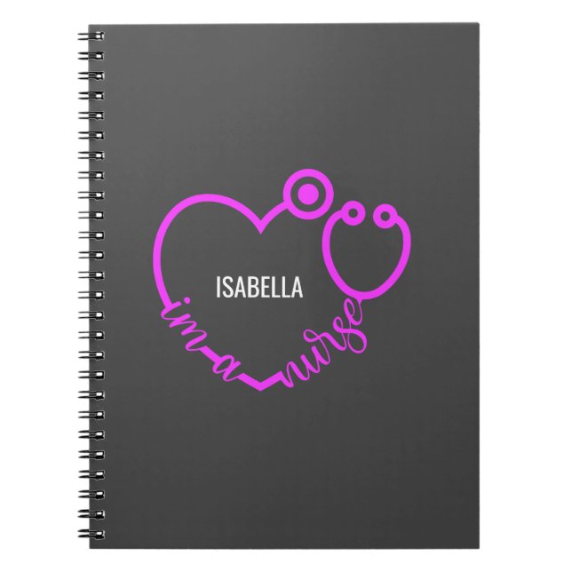 I'm A Nurse Stethoscope Heart Modern Personalised Notebook (Front)