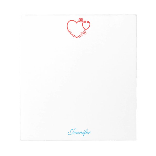 I'm A Nurse Stethoscope Heart Personalised Name Notepad (Front)
