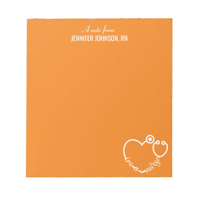 I'm A Nurse Stethoscope Personalised Name Elegant Notepad (Front)