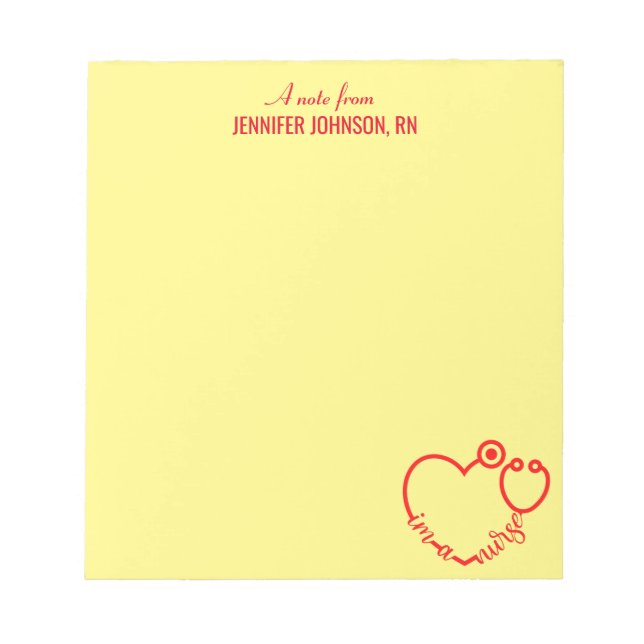 I'm A Nurse Stethoscope Personalised Name Elegant  Notepad (Front)