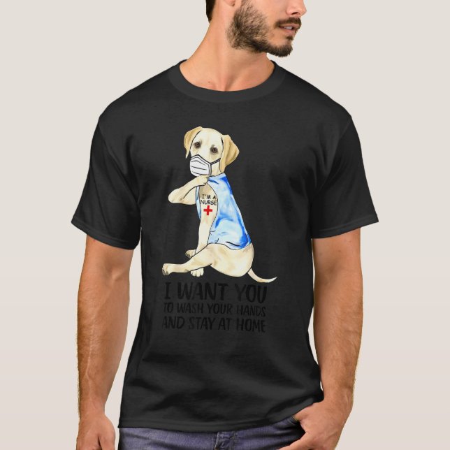 I'm A Nurse Tattoo Cute Labrador In Face Mask Pet  T-Shirt (Front)