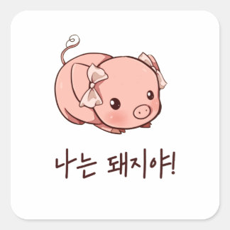 I'm a Pig in Korean Square Sticker