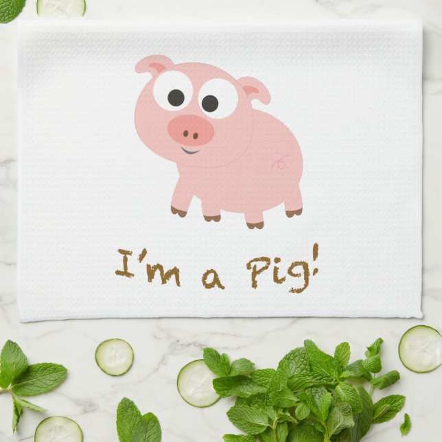 I'm A Pig Tea Towel (Folded)