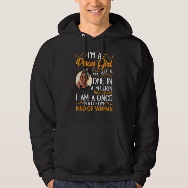 I'm A Pisces Girl Black Women February March Bday Hoodie (Front)