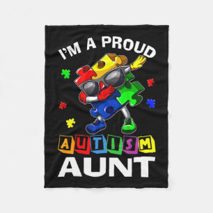 I'm A Proud Autism Aunt Autism Awareness Dabbing P Fleece Blanket