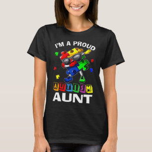 I'm A Proud Autism Aunt Autism Awareness Dabbing P T-Shirt