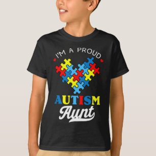 I'm A Proud Autism Aunt Autism Awareness Heart Nie T-Shirt
