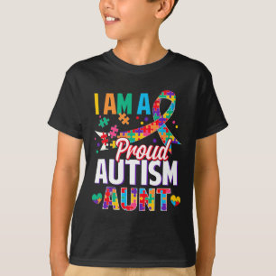 I'm A Proud Autism Aunt Autism Awareness Puzzle Pi T-Shirt