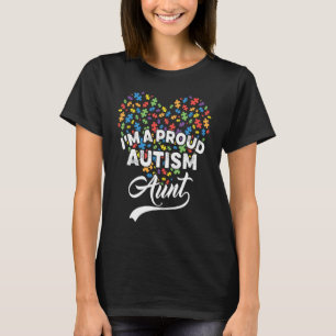I'm A Proud Autism Aunt Autism Puzzle Heart Awaren T-Shirt