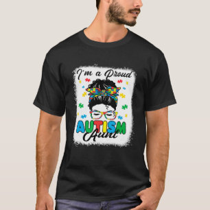 I'm A Proud Autism Aunt Love Heart Autism Awarenes T-Shirt