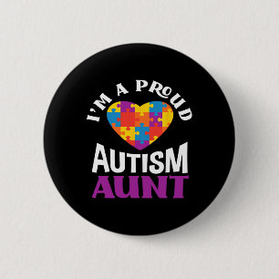 I'm A Proud Autism Aunt Puzzle Heart Autism Awaren 6 Cm Round Badge