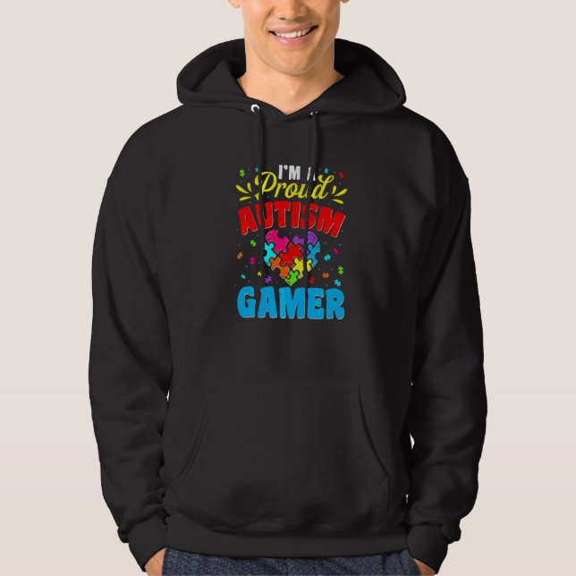 I'm A Proud Autism Gamer Kids Youth Heart Autism A Hoodie (Front)