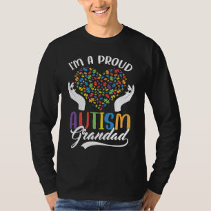 I'm A Proud Autism Grandad Autism Puzzle Heart Awa T-Shirt