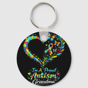 I'm a proud autism grandma autism awareness heart  key ring
