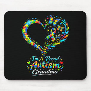 I'm a proud autism grandma autism awareness heart mouse pad