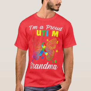 Im A Proud Autism Grandma Puzzle Ribbon Butterfly T-Shirt