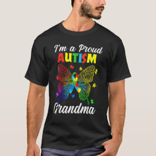I'm A Proud Autism Grandma Puzzle Ribbon Butterfly T-Shirt