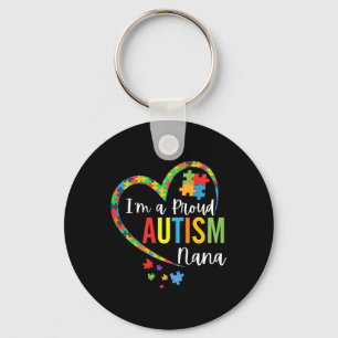 I'm A Proud Autism Nana Love Heart Autism Awarenes Key Ring