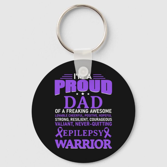 I'm A Proud Dad Epilepsy Awareness Purple Ribbon M Key Ring (Front)