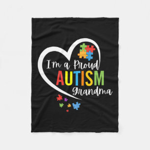 I'm A Proud Grandma Love Heart Autism Awareness Pu Fleece Blanket