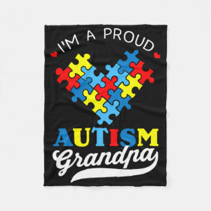 I'm A Proud Grandpa Autism Awareness Heart Autisti Fleece Blanket