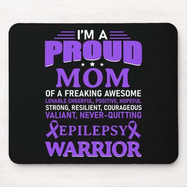 I'm A Proud Mum Epilepsy Awareness Purple Ribbon W Mouse Pad (Front)